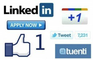 botones de twitter, tuenti, Facebook, linkedin y Google +