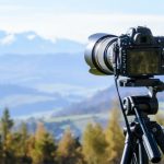 cámara de fotos en paisaje